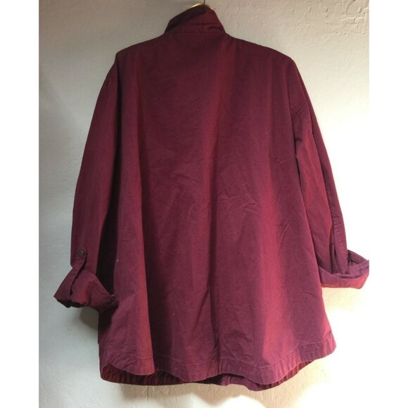 Perch By Blue Pepper Women 3XL Maroon Button Front Jacket Full Zip Floral Cotton - Picture 2 of 9